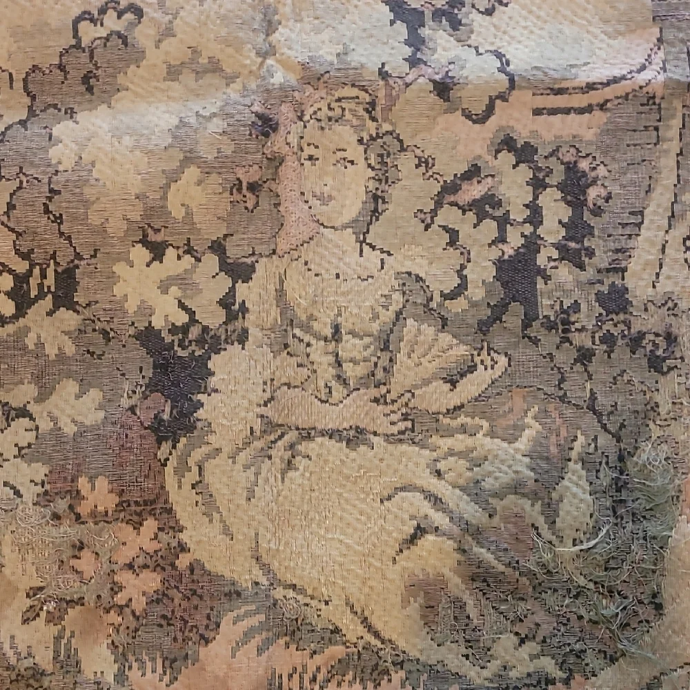 Vintage French Late 1800's Tapestry with Pastoral Scene